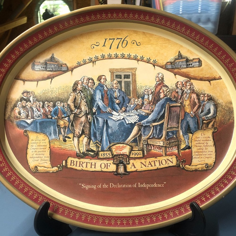 Miller High Life Birth of a Nation 1776 Tin Tray with Stand #F61